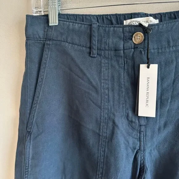 Banana Republic Super Soft Soma Mid Rise Wide Leg Pant Tapestry Navy Blue M - Picture 5 of 12